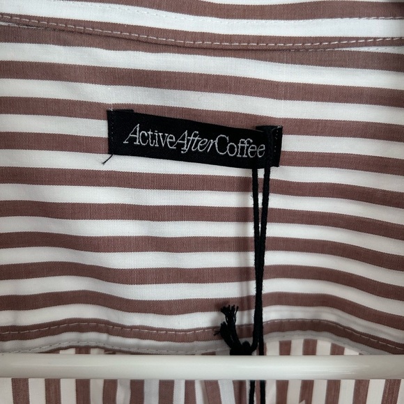 Active After Coffee Brown Stripe Button Down Men’s Shirt Size Small NWT - Picture 5 of 9